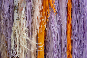 beautiful colorful yarns close up