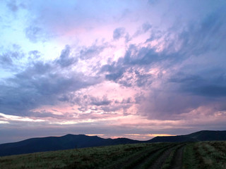 Background landscape with Ukrainian Carpathian Mountains in the Pylypets