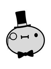 sir herr gentlemen zylinder hut reich monokel brille fliege kopf süßes gesicht kawaii lieb nett rund kreis augen mund clipart design comic cartoon