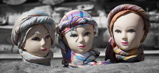 Arab Mannequin women heads in head scarves