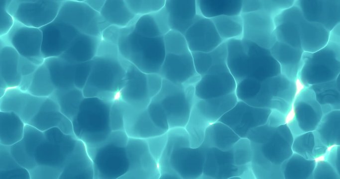 Water surface with sun light reflection and ripples on surface background. Sparkling sunlight shine under water in clear pool, sea or blue ocean, top view