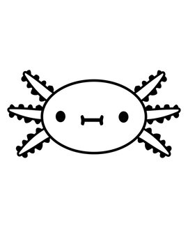 schwanzlurch axolotl gesicht kopf kleines süßes baby kawaii clipart design lieb niedlich schwimmen tauchen nett gesicht haustier aquarium winzig cool