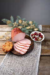 Christmas table, ham 