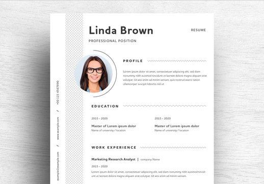 Professional Resume Layout with Grey Crosshatch Element