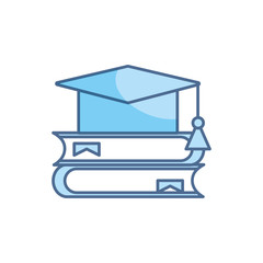 books graduation hat school education learning line and fill