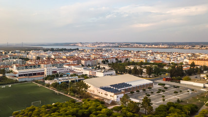 Aerial. Vila Real Santo Antonio on the river Guadiana, algarve, portugal. drone photo