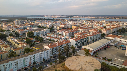Obraz premium Aerial. Vila Real Santo Antonio on the river Guadiana, algarve, portugal. drone photo