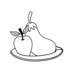 Isolated apple and eggplant fruit vector design