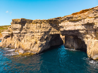 Fototapeta na wymiar Big Cave in Comino island. Drone landscape. Malta country