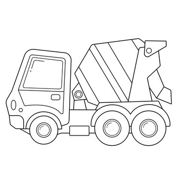 Coloring Page Outline Of cartoon concrete mixer. Construction vehicles. Coloring book for kids.