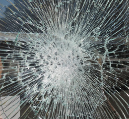 Smashed window glass