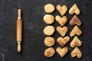 cottage cheese cookies on old shabby background