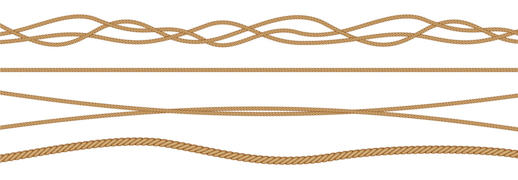 Twisted and straight rope set. Vector design elements.