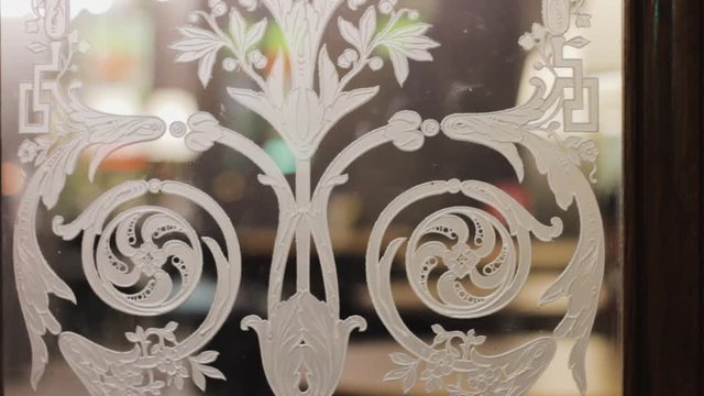 engraving stained glass window. retro style. pattern architecture decoration
