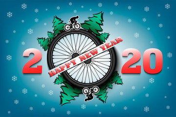 Happy new year 2020 and bicycle wheel