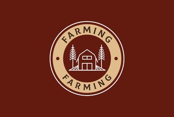 Agriculture farm barn illustration logo design vector graphic