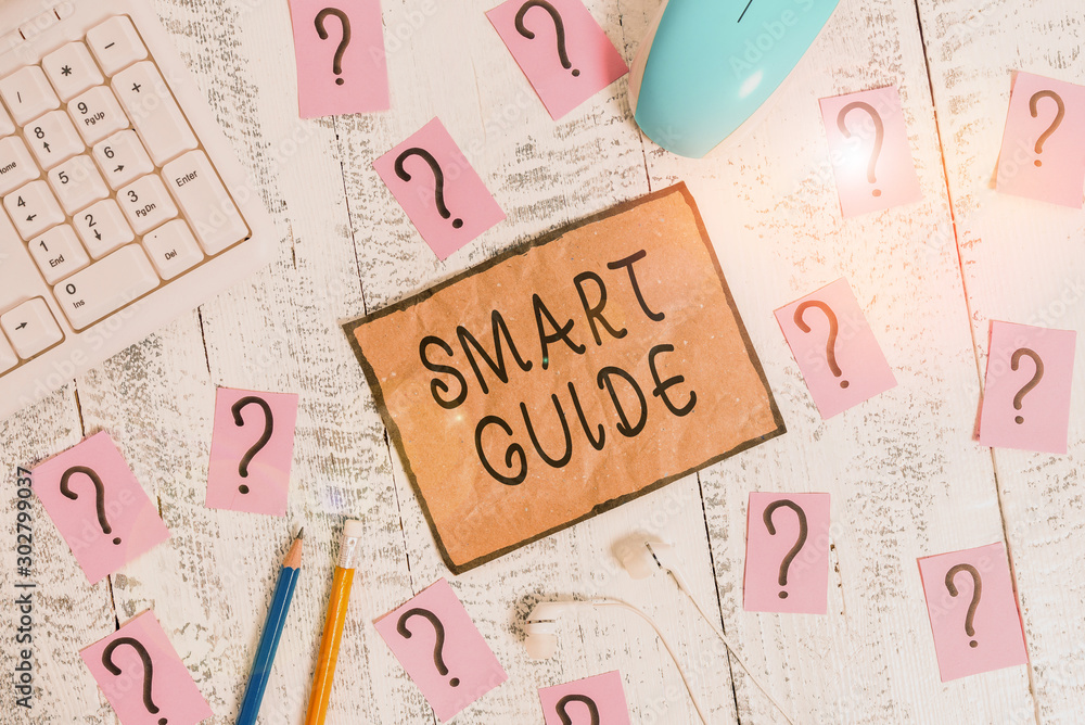 Poster conceptual hand writing showing smart guide. concept meaning used to guide the development of measur