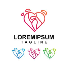 Colorful Love with Letter i Logo Design line