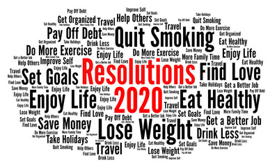 Obraz premium Resolutions 2020 word cloud concept