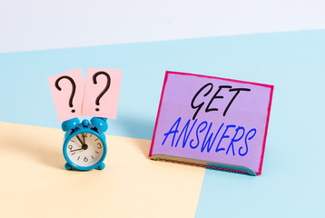 Word writing text Get Answers. Business photo showcasing to get a reply or something when asks a...