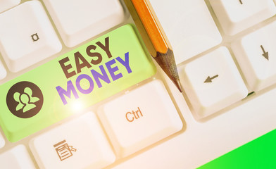 Word writing text Easy Money. Business photo showcasing money that is easily have and sometimes...