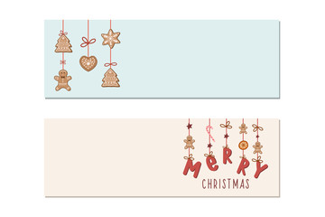 Set of christmas banners. Vector holiday illustration. New year design