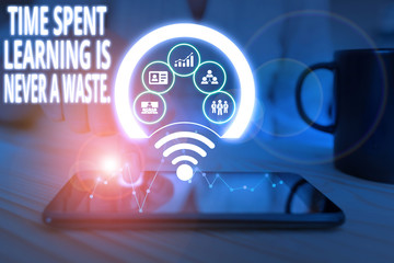 Conceptual hand writing showing Time Spent Learning Is Never A Waste. Concept meaning education has...