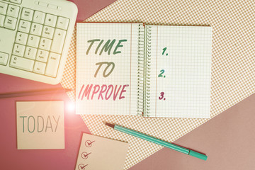 Handwriting text writing Time To Improve. Conceptual photo telling someone to develop himself Study...