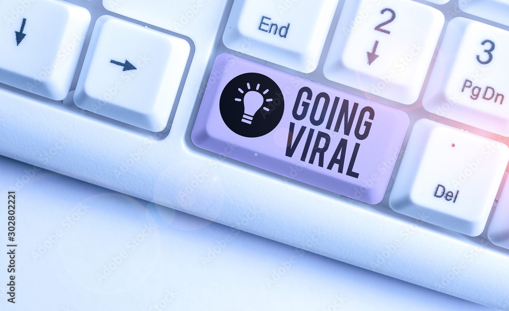 Poster text sign showing going viral. business photo showcasing something that that spreads rapidly through