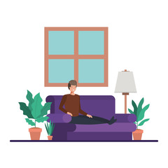 Avatar of a seated man vector design