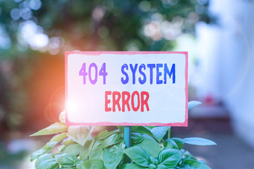 Text sign showing 404 System Error. Business photo text message appears when website is down and...