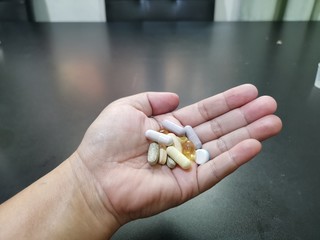 pills in hand