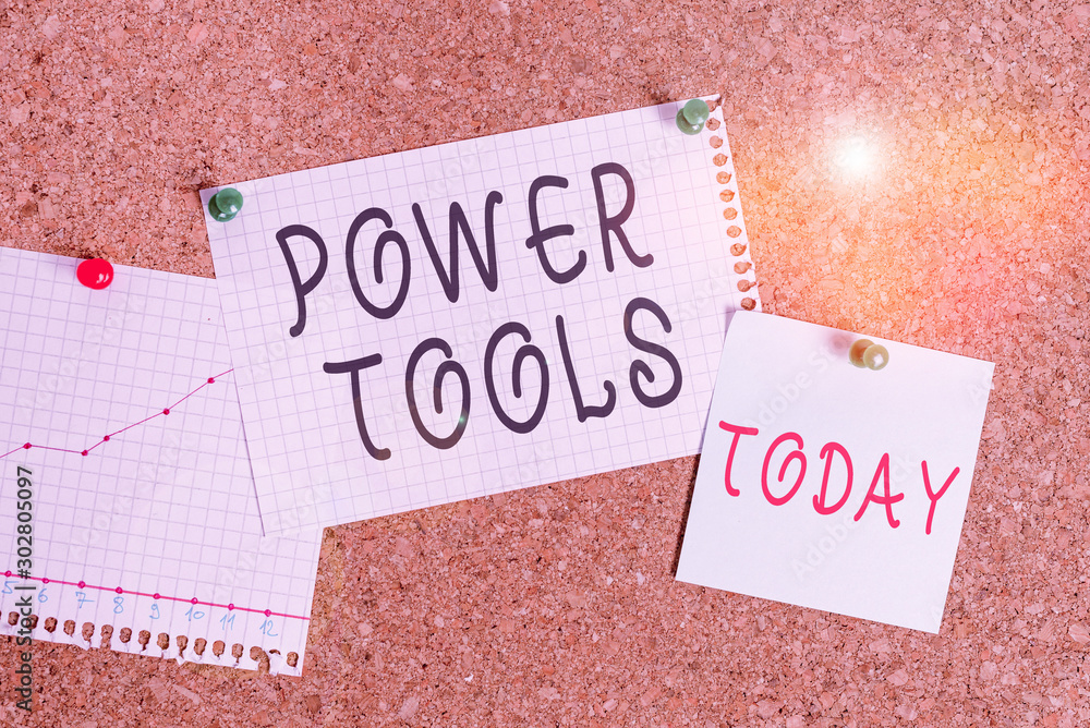 Poster word writing text power tools. business photo showcasing tool that is actuated by additional power s