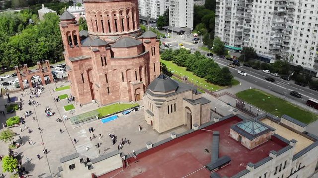 Armenian Church in the center of Moscow, shots from the drone