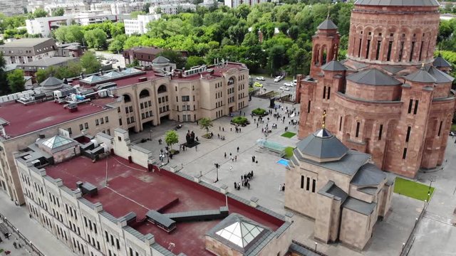 Armenian Church in the center of Moscow, shots from the drone