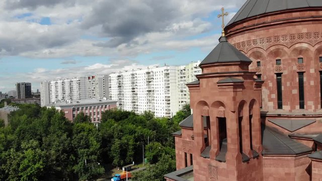 Armenian Church in the center of Moscow, shots from the drone