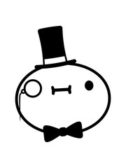 gentlemen sir herr zylinder hut reich monokel brille fliege kopf süßes gesicht kawaii lieb nett rund kreis augen mund clipart design comic cartoon