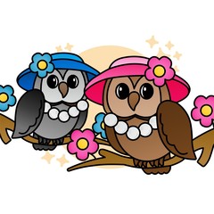 Illustration of Owl  Wearing A Hat Cartoon, Cute Funny Character with, Flat Design