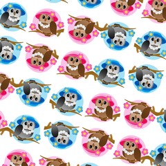 The Amazing of Cute Owl Use A Hat, Illustration Cartoon Funny Character in the Colorful Background, Pattern Wallpaper