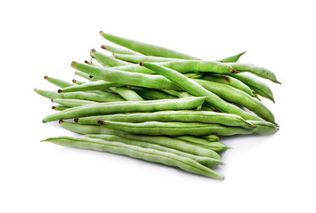 Green french beans isolated on a white background
