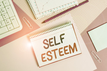 Writing note showing Self Esteem. Business concept for a feeling of having respect for yourself and...