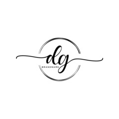 DG Initial handwriting logo with circle template vector.