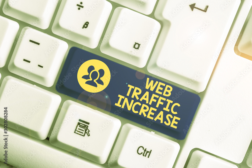 Poster handwriting text writing web traffic increase. conceptual photo expand visitors to a website a numbe