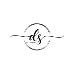 DS Initial handwriting logo with circle template vector.