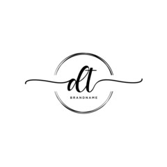 DT Initial handwriting logo with circle template vector.