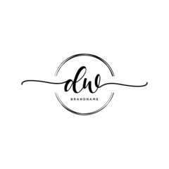 DW Initial handwriting logo with circle template vector.