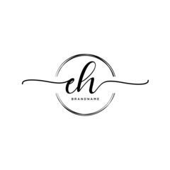 EH Initial handwriting logo with circle template vector.