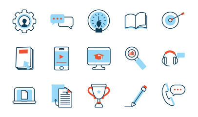 elearning and business set icons