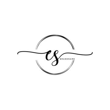 ES Initial handwriting logo with circle template vector.