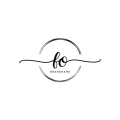 FO Initial handwriting logo with circle template vector.
